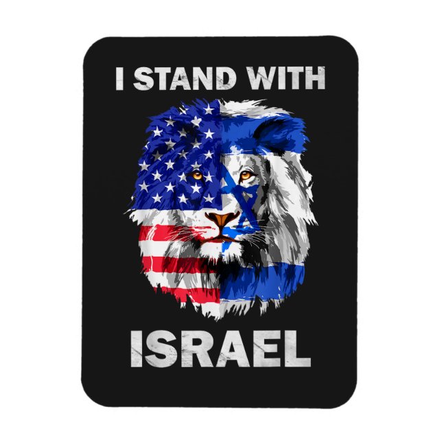 Ímã Bandeiras de Israel e EUA Leão _ Eu Estou com Isra (Vertical)