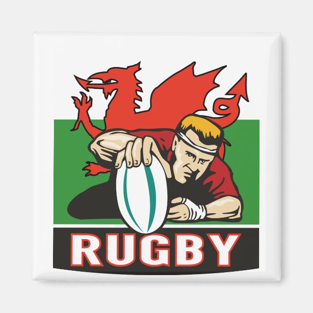 Imã Bandeiras de jogadores de rugby (Frente)