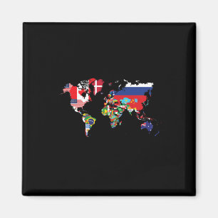 Imã Bandeiras Dos Países Da Internação Do Mapa Mundial
