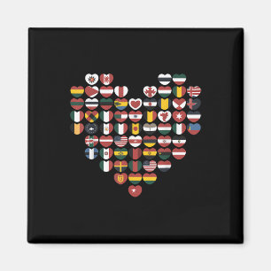 Imã Bandeiras Internacionais Coração Amor Viajante Sou