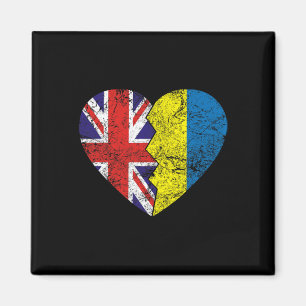 Imã Bandeiras ucranianas britânicas Coração Reino Unid