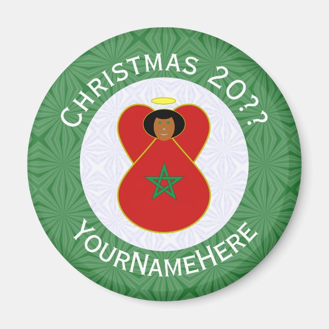 Imã Bandeja Anjo de Natal do Marrocos Personalizada (Frente)