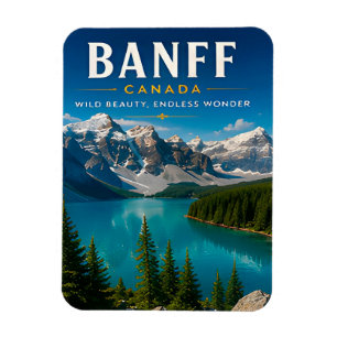 Ímã 🏔️ Banff Canadá Decoração de Casa Lago da Montanh