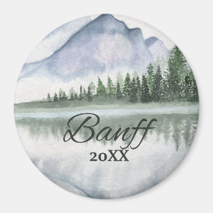 Imã Banff Personalizado Aquarela Montanha Lago Árvores