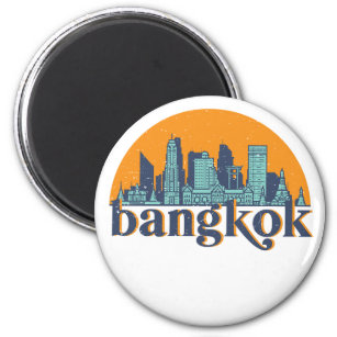 Imã Bangkok Tailândia Retro City Skyline Cityscape Art