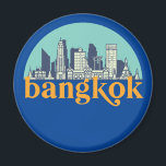 Imã Bangkok Tailândia Vintage City Skyline Cityscape<br><div class="desc">Design com lindas linhas do horizonte, atração turística e arte de paisagem urbana, arranha-céu Legal e ilustração da silhueta de construção para turistas e viajantes. Perfeito como lembrança para trazer de volta para casa quando viaja pelo mundo. Guarde a memória do seu viagem e as suas férias com a família...</div>