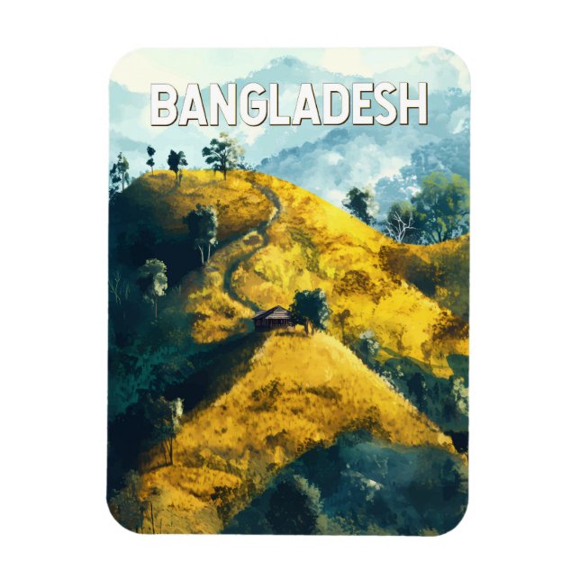 Ímã Bangladesh Illustration Viagem Art Vintage (Vertical)