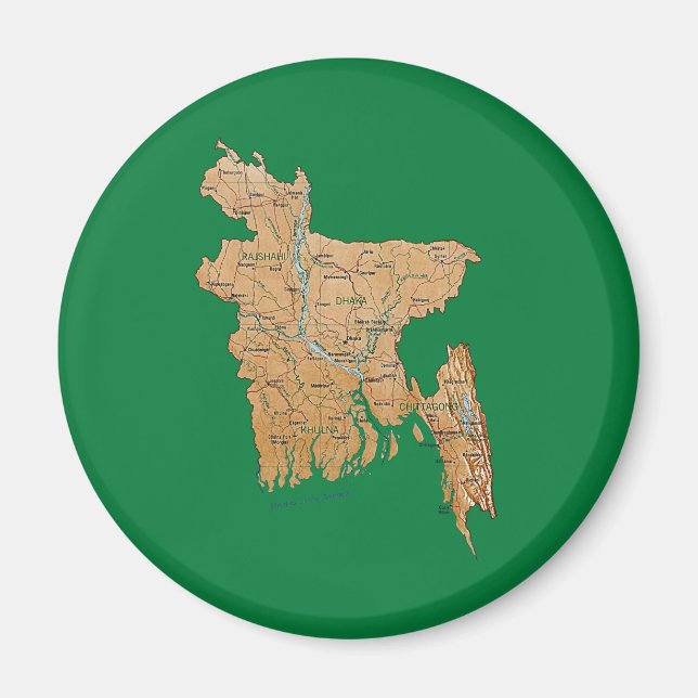 Imã Bangladesh Map Magnet (Frente)