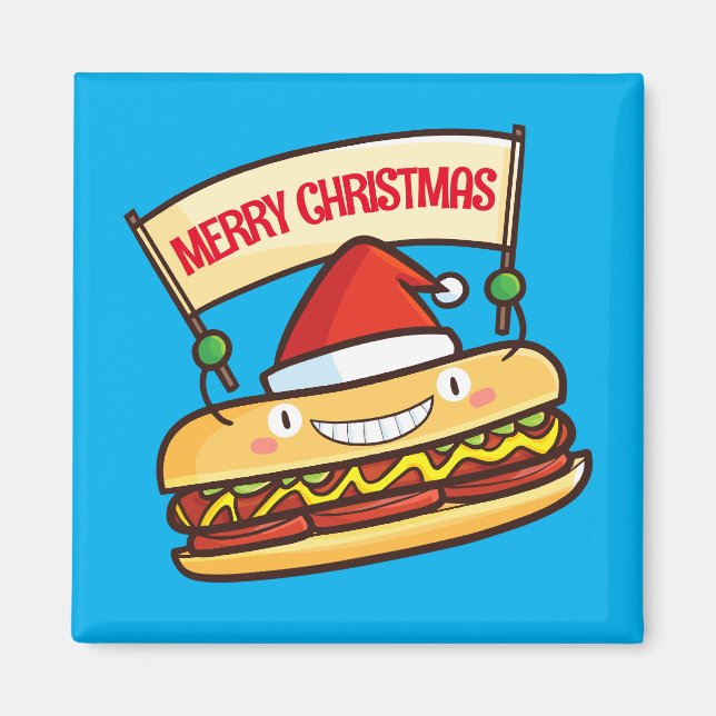 Imã Banner personalizável de hotdog de Natal bonito (Frente)
