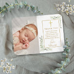 Ímã Baptism Christening Greenery Foto Muito Obrigado<br><div class="desc">Dourada assinatura batismo batizando obrigado de fotografia seu imã. Personalize com sua foto e seu obrigado especial de batismo ou batizante sua mensagem em letras chic gold neste moderno design elegante. Projetado por Thisnotme©</div>