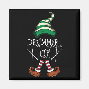 Imã Baquetas de Natal Música Elfo Bateria Pijama Combi