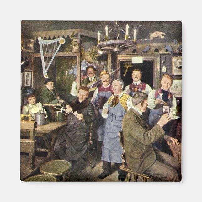 Imã Bar antigo moído com celebrações Pessoas, uma fest (Frente)