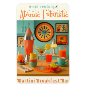 Ímã Bar de Café da Manhã com Martini Retro Futurista A