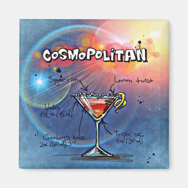 Imã Bar de Receita Cosmopolita Azul (Frente)