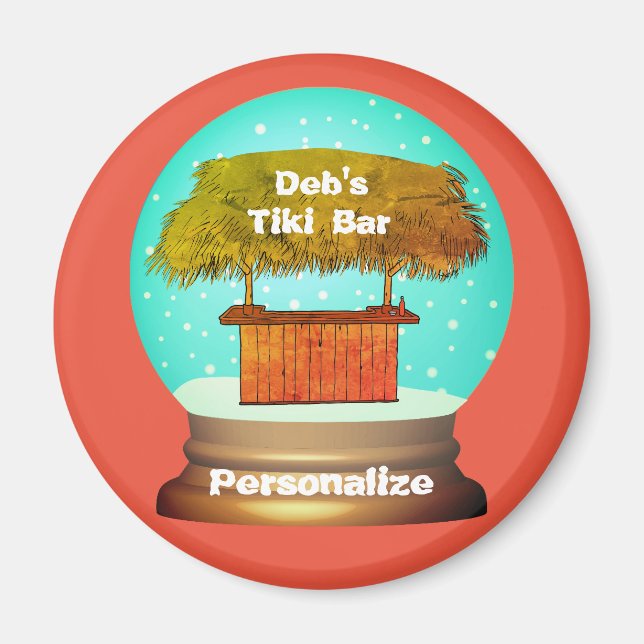 Imã Bar de Tiki praia temida neve globo (Frente)