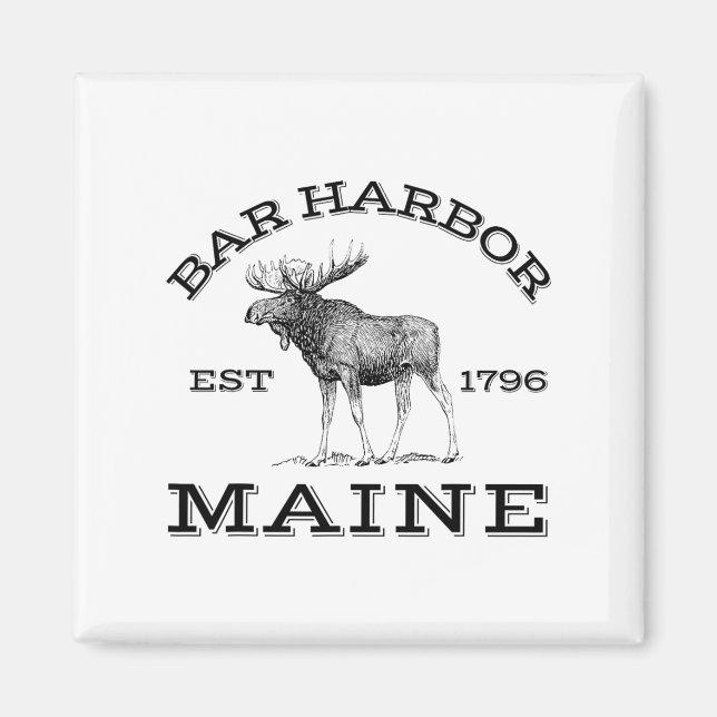Imã Bar Harbor Maine Moose Hiking Outdoors Acadia Nati (Frente)