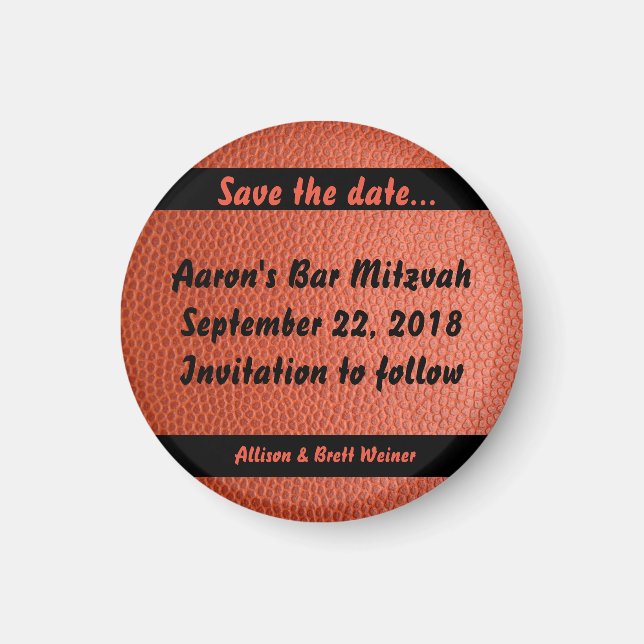 Imã Bar Hoops Mitzvah Magnet (Frente)