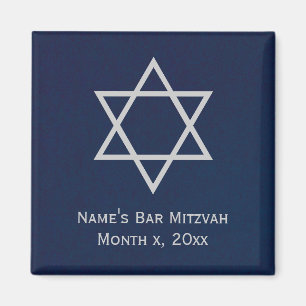 Imã Bar Mitzvah Magnet Personalizado - Azul e Prata