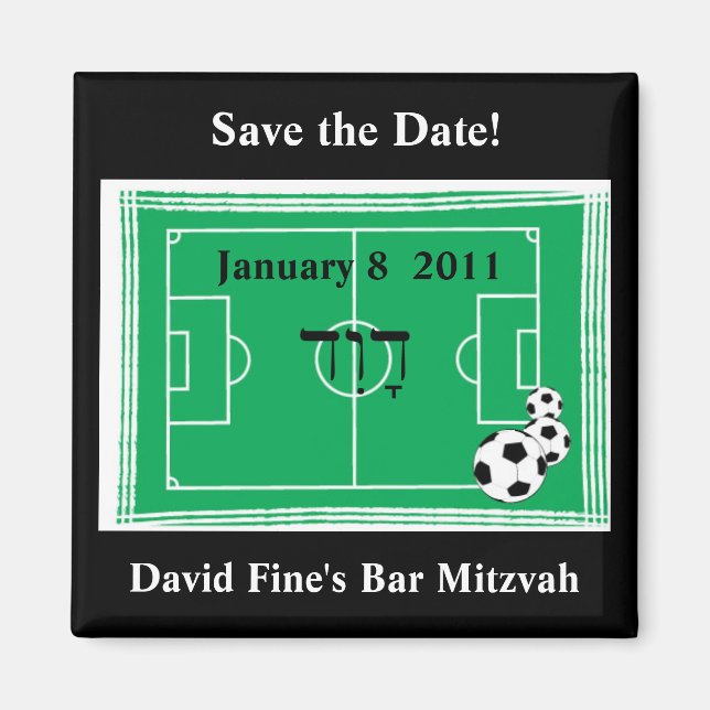 Imã Bar Mitzvah Soccer Salve a Data (Frente)