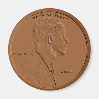 Imã Barack Obama Bronze Penny Magnet Circular