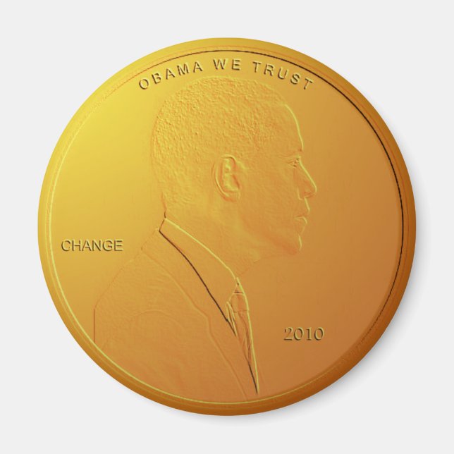 Imã Barack Obama Shiny Penny Magnet Circular (Frente)