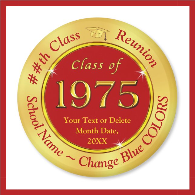 Imã Barata, Classe de 1975, Magnets. MUDAR VERMELHO (Inexpensive, class of 75 reunion, gift ideas. 1975 reunion magnets. Class of 1975 50th class reunion)