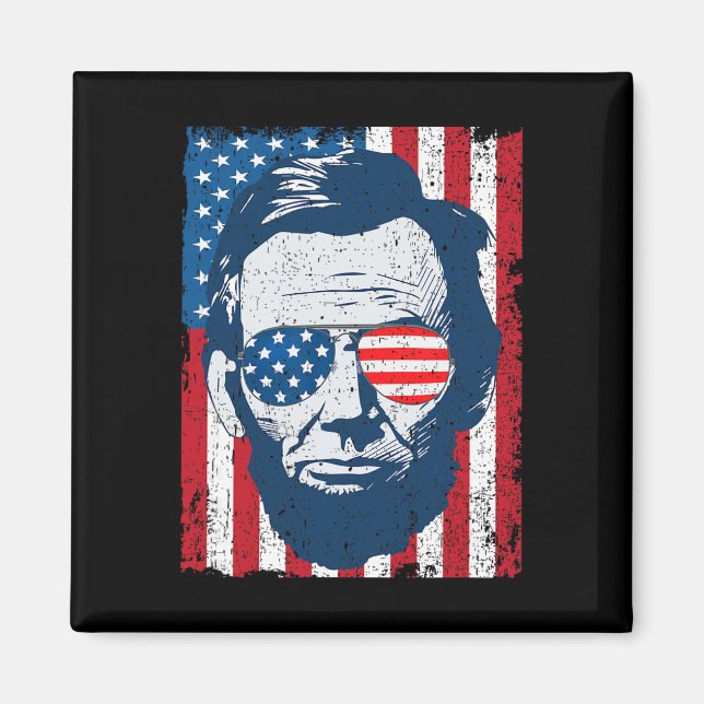 Imã Barba de Abe Lincoln Óculos de Sol e Bandeira Amer (Frente)