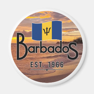 Imã "Barbados Est. Sunset De 1966" Com Bandeira De Bar