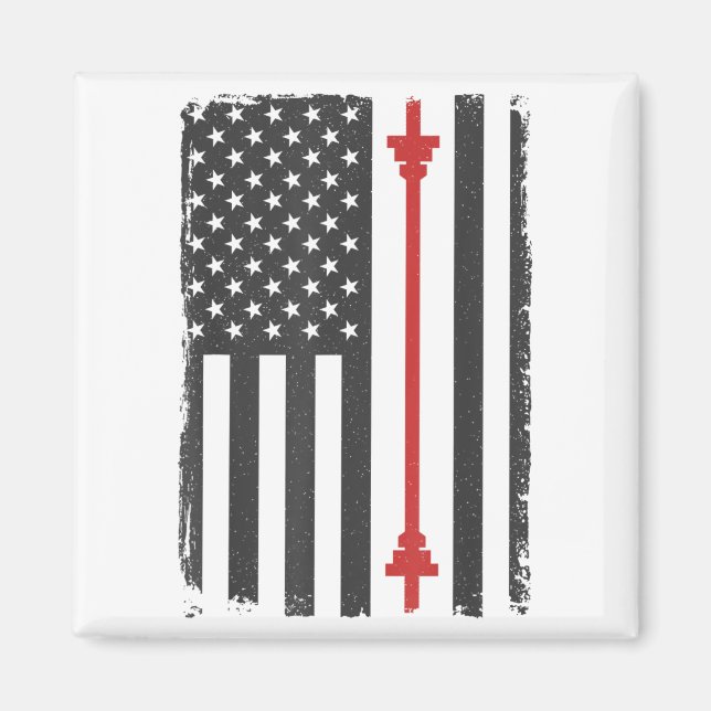 Imã Barbell American Flag Gym Workout Tee Usa Motivati (Frente)