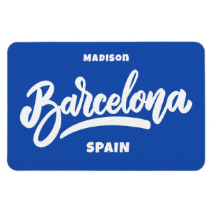 Ímã Barcelona de texto e cores personalizadas