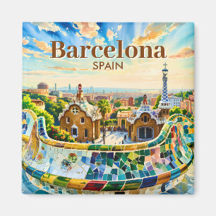 Imã Barcelona Espanha Aquarela Personalizada Parque Gü
