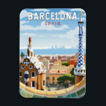 Ímã Barcelona Espanha Art Vintage<br><div class="desc">Design de viagem de vetor de Barcelona. Barcelona,  a capital cosmopolita da Catalunha da Espanha,  é conhecida pela sua arte e arquitetura.</div>