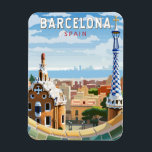 Ímã Barcelona Espanha Art Vintage<br><div class="desc">Design de viagem de vetor de Barcelona. Barcelona, a capital cosmopolita da Catalunha da Espanha, é conhecida pela sua arte e arquitetura.</div>