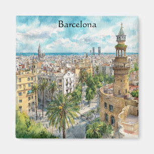 Imã Barcelona Espanha Catalunha Vista Cidade Pintura a