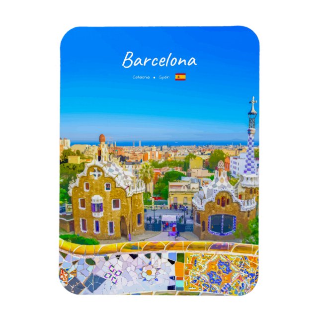 Ímã Barcelona, Espanha - Parque Güell Mosaico Gaudí Ar (Vertical)