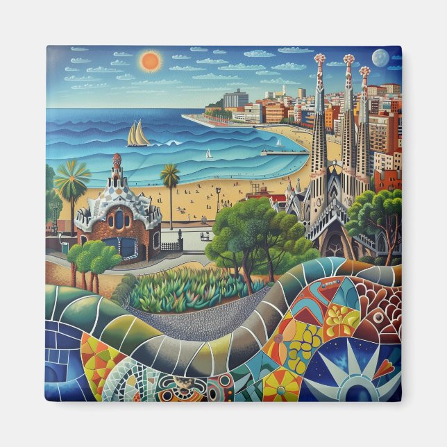 Imã Barcelona, Park Guell, Sagrada Familia, Imán, Souv (Frente)