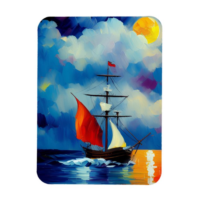 Ímã Barco à Noite (Vertical)