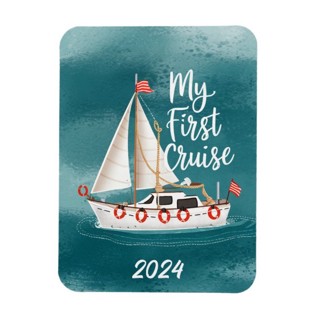 Ímã Barco Bonito - Meu Primeiro Cruzeiro - Personaliza (Vertical)