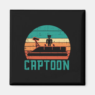 Imã Barco Captoon Pôr do Sol Retro Pontão Capitão Home