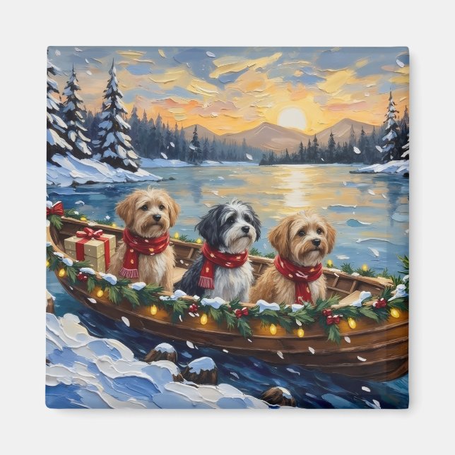 Imã Barco de Natal do Lhasa Apso Férias (Frente)