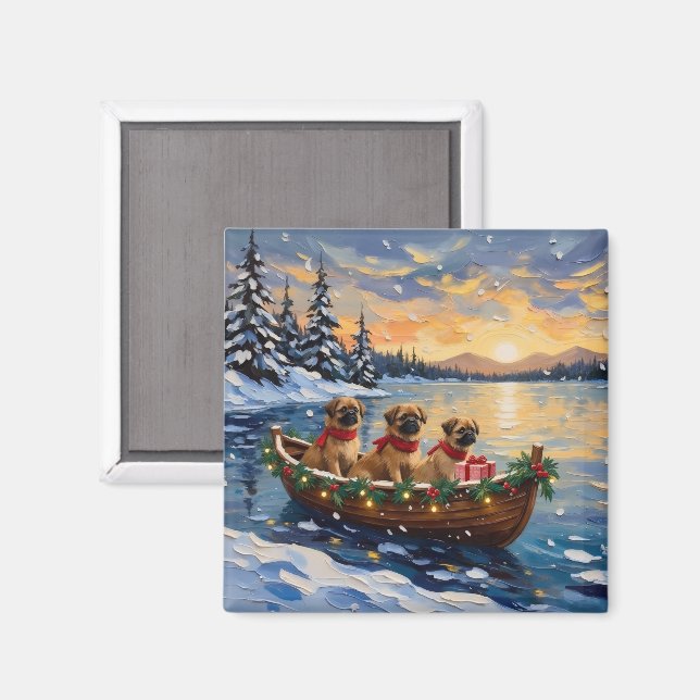Imã Barco de Natal do Pequinês Feriado (Front/Back)