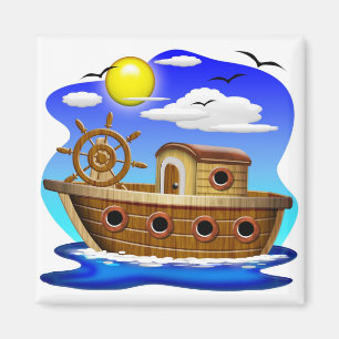 Imã Barco de Pesca Cartoon