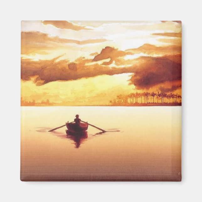 Imã Barco-linha "Islander" na Sunset Watercolor (Frente)