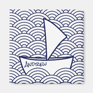 Imã Barco no ímã quadrado das ondas