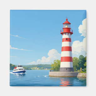 Imã Barco perto de um Farol