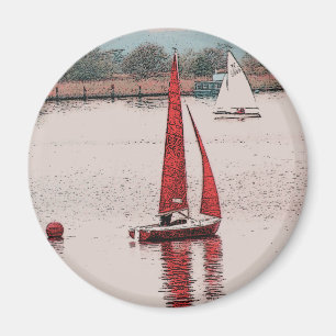 Imã Barco Vermelho à Vela