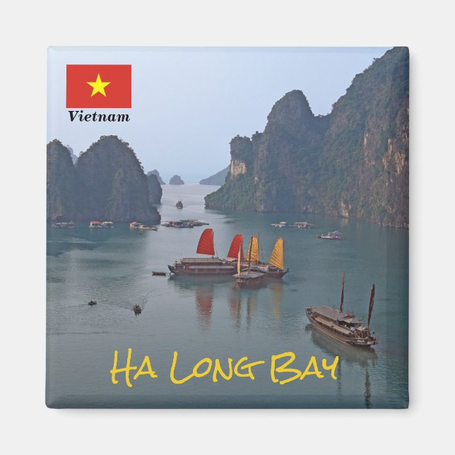 Imã Barcos à vela na Baía de Ha Long - Vietnã, Ásia (Frente)