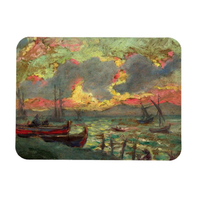 Ímã Barcos à vela na orla (por Kimon Loghi) (Horizontal)