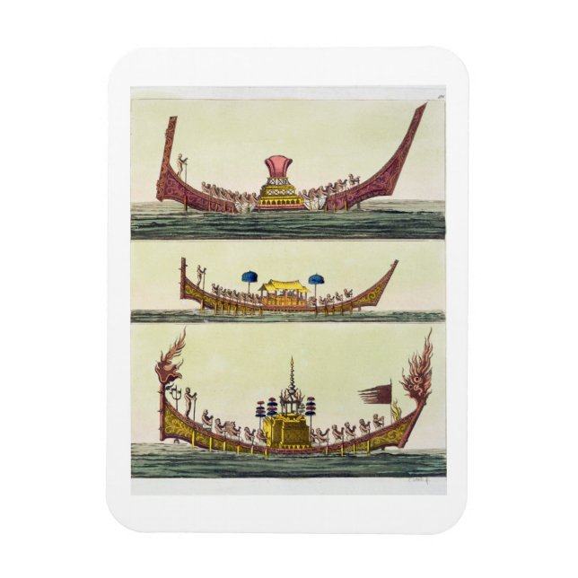Ímã Barcos chineses Cochin, ilustração de "Le Costum (Vertical)