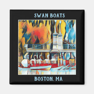 Imã Barcos da cisne de Boston do art deco no fundo